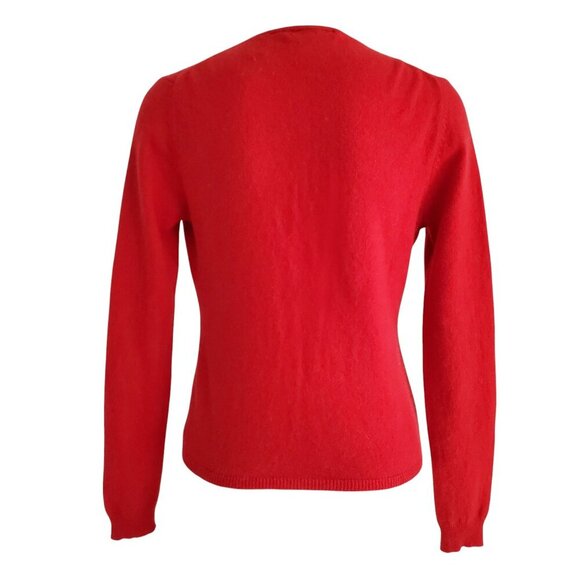 Valerie Stevens Red 2 Ply Cashmere V-Neck Cardigan Size S - Picture 2 of 14